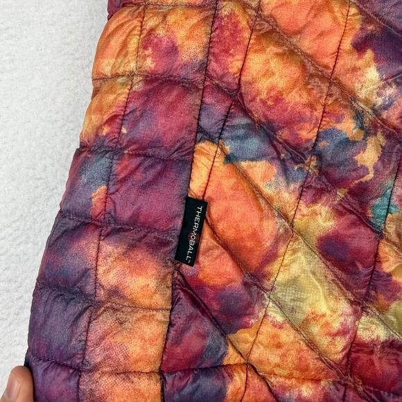 The North Face Women’s Thermoball Vest Rare Print Orange Purple Small Watercolor - Picture 10 of 11